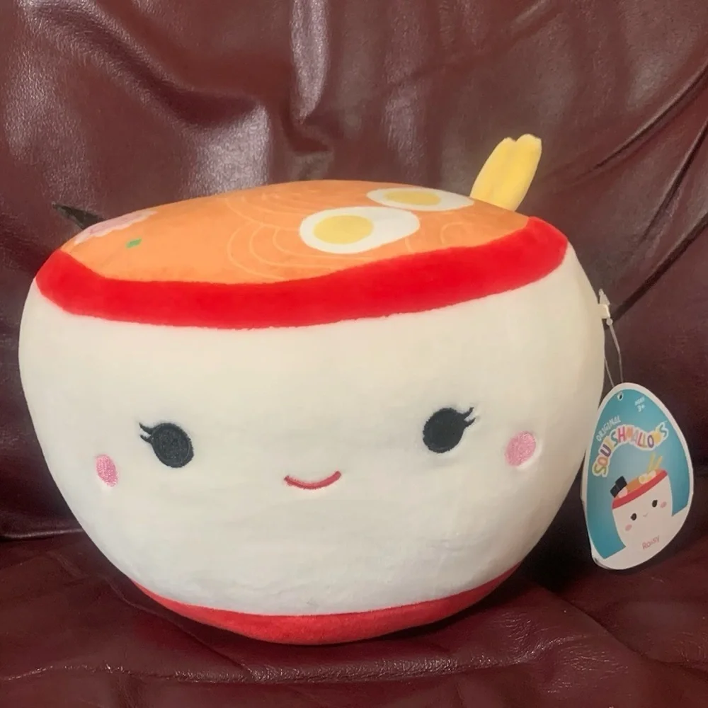 Squishmallow Raisy the Ramen Noodle Bowl from the Foodie Squad; 7”